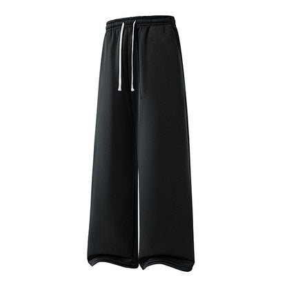 Pantalon jogging large femme noir, taille élastique à cordon