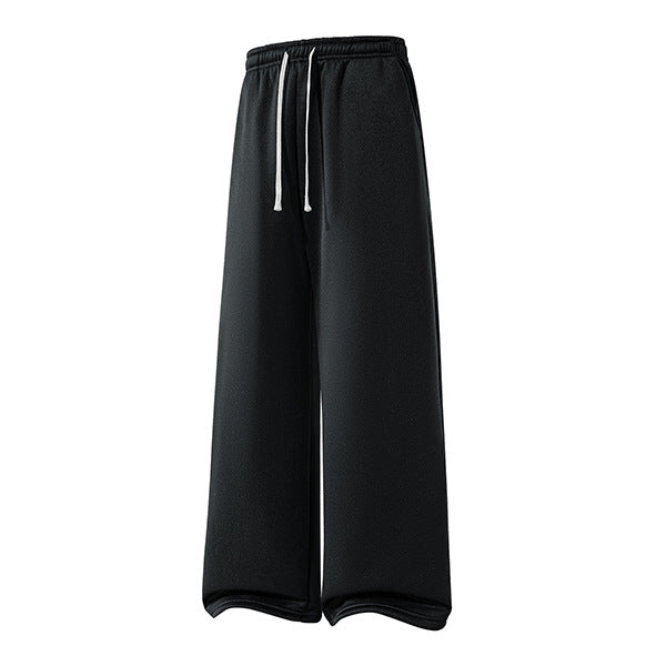Pantalon jogging large femme noir, taille élastique à cordon